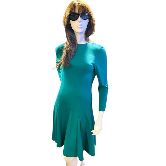Ralph Lauren Women’s Green Size 8 Fit and Flare Long Sleeve Dress - Picture 1 of 5
